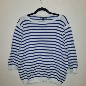 Ralph Lauren Womans Striped Blue and White Sweater Size Large Spring